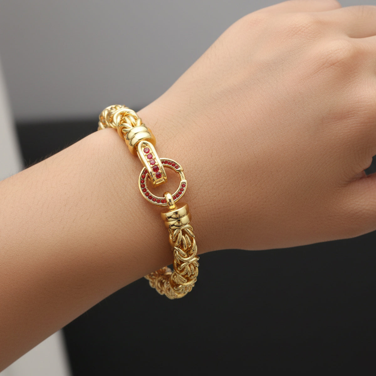 Luxury Hand Made Red Crystal Byzantine Link Bracelet (Size - 7.5) V32520305 3
