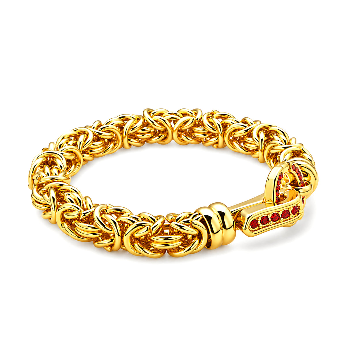 Luxury Hand Made Red Crystal Byzantine Link Bracelet (Size - 7.5) V32520305 5
