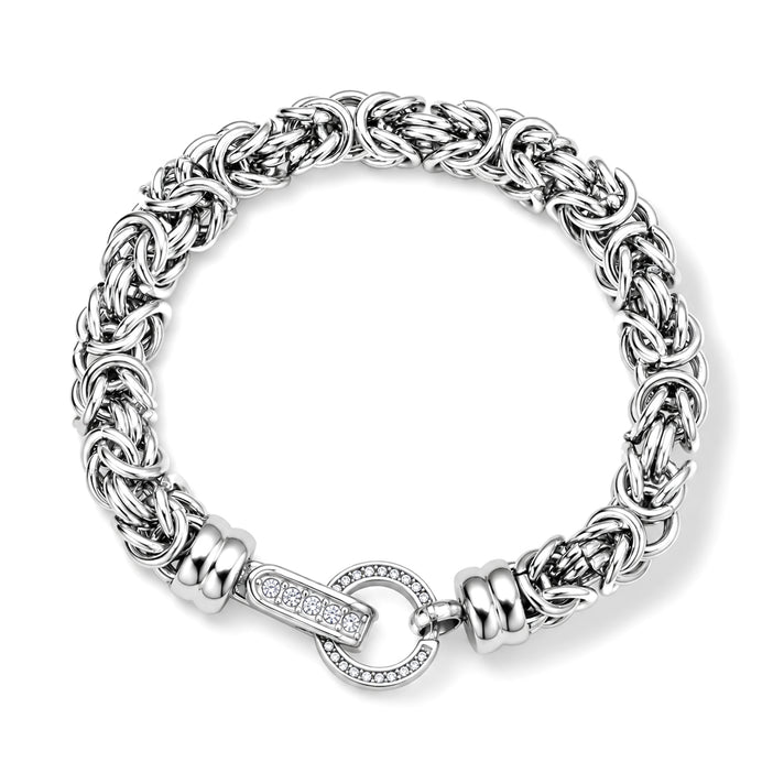 White Crystal Byzantine Link Bracelet (Size - 7.5) V32645802 1