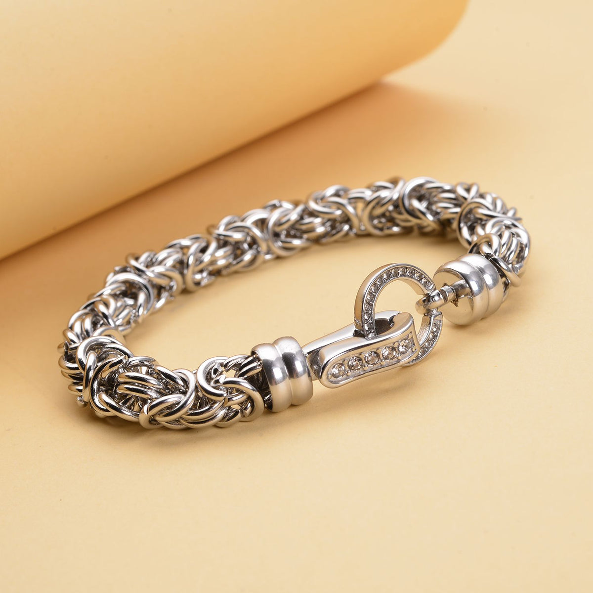 White Crystal Byzantine Link Bracelet (Size - 7.5) V32521498 2
