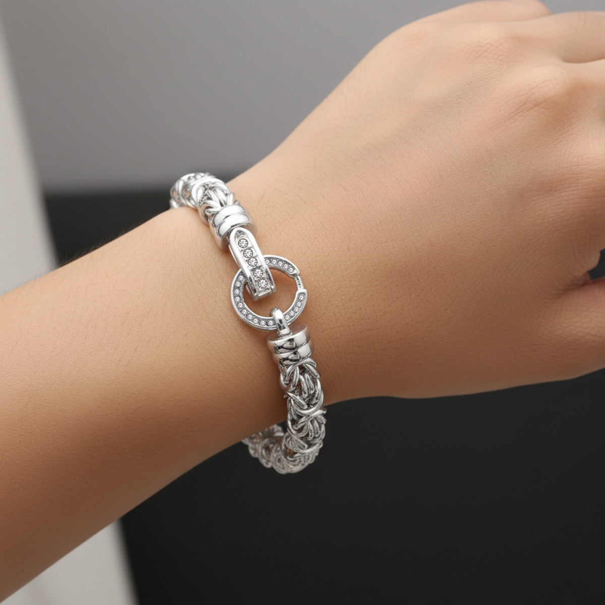 White Crystal Byzantine Link Bracelet (Size - 7.5) V32521498 3