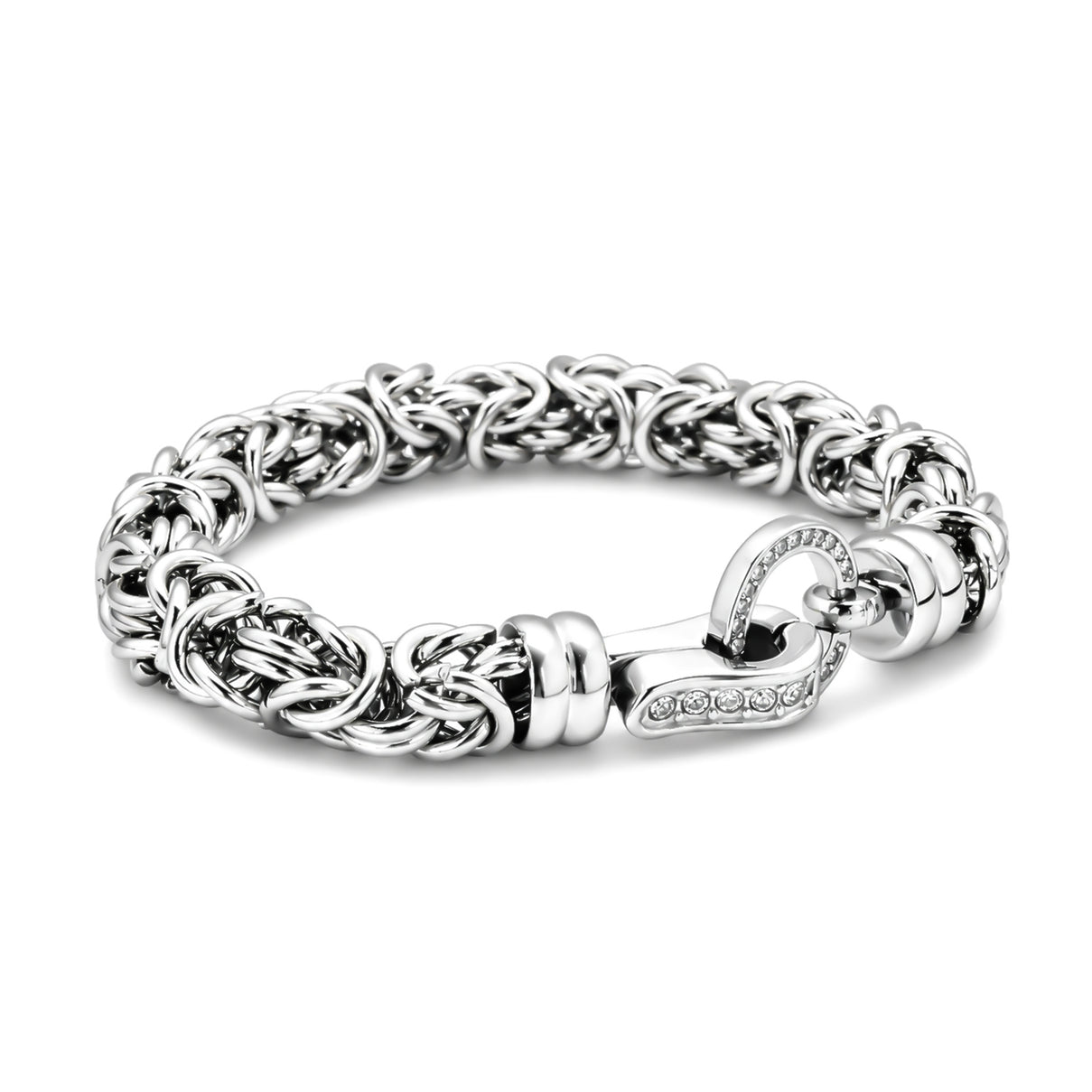 White Crystal Byzantine Link Bracelet (Size - 7.5) V32521498 5