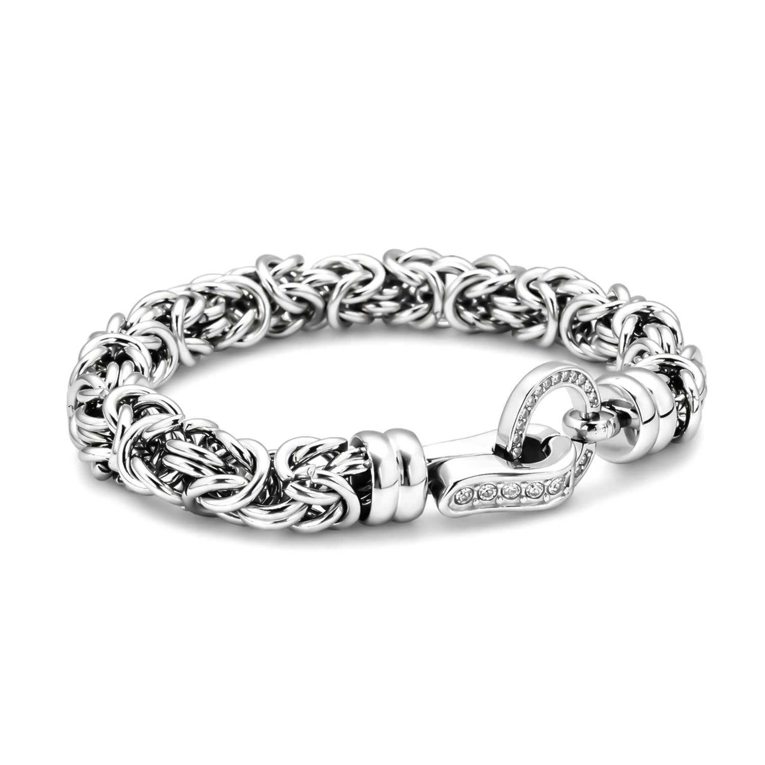 White Crystal Byzantine Link Bracelet (Size - 7.5) V32521498 5