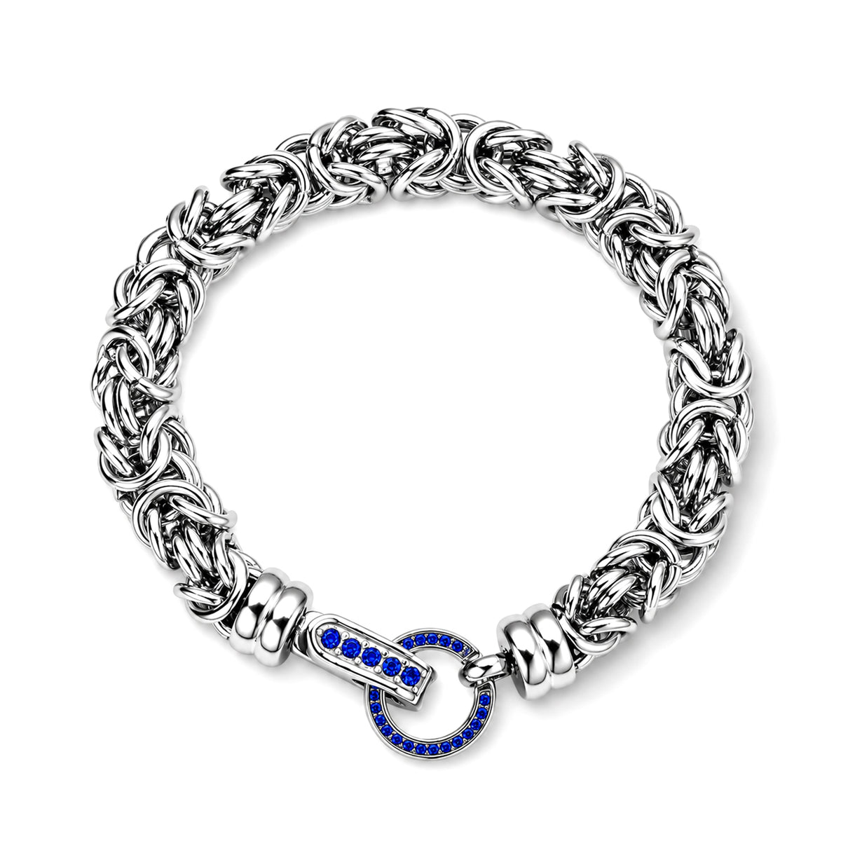 Blue Crystal Byzantine Link Bracelet (Size - 7.5) V32518884 0