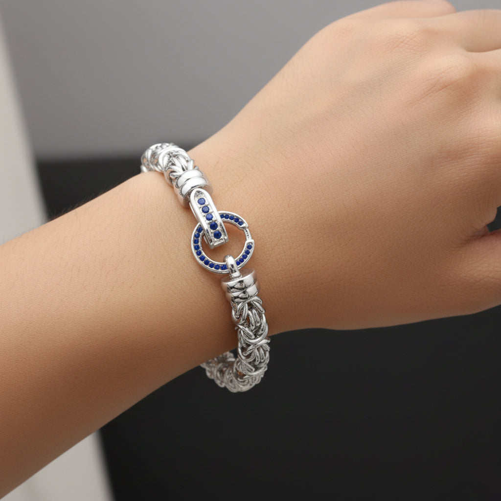 Blue Crystal Bracelet (Size - 7.5) Pure White Stainless Steel  0.600  Ct._7083407_2