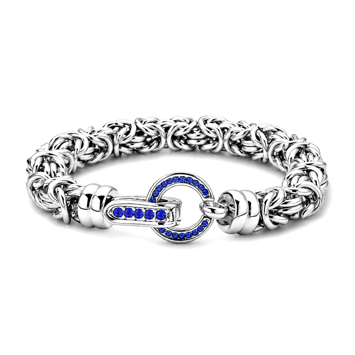 Blue Crystal Byzantine Link Bracelet (Size - 7.5) V32518884 4