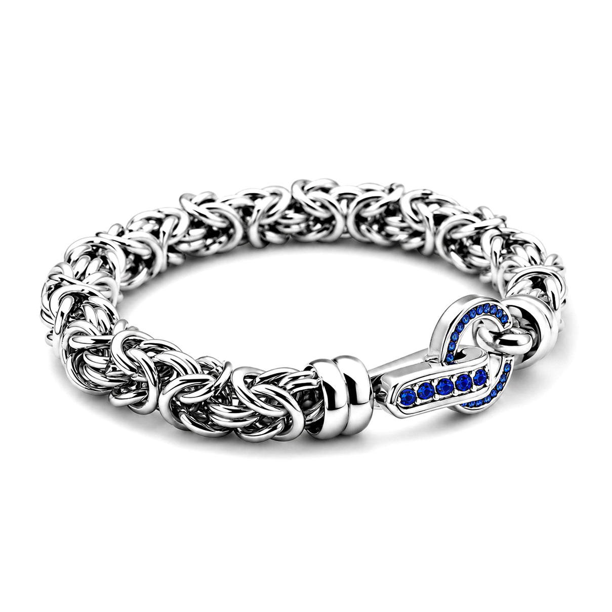 Blue Crystal Byzantine Link Bracelet (Size - 7.5) V32518884 5