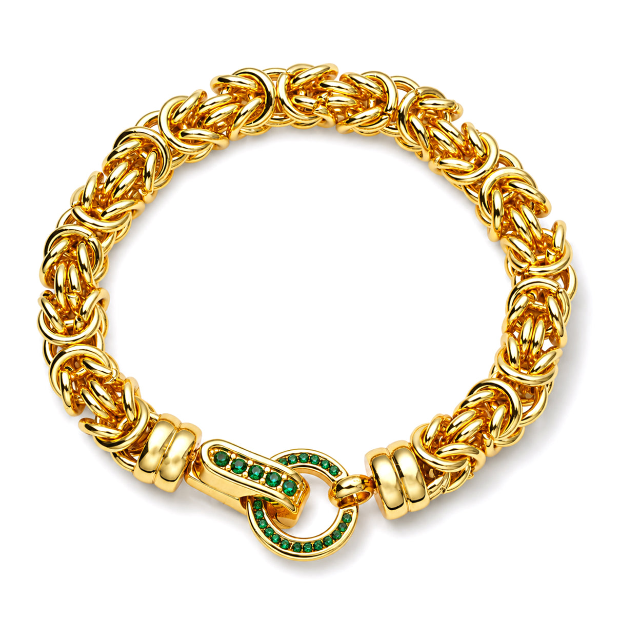 Luxury Hand Made Green Crystal Byzantine Link Bracelet (Size - 7.5) V32519634 0