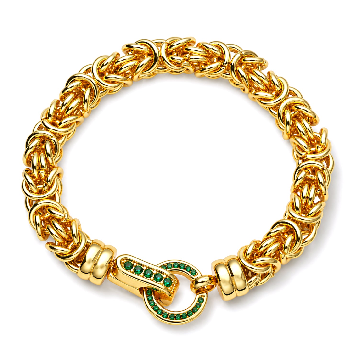 Luxury Hand Made Green Crystal Byzantine Link Bracelet (Size - 7.5) V32519634 0