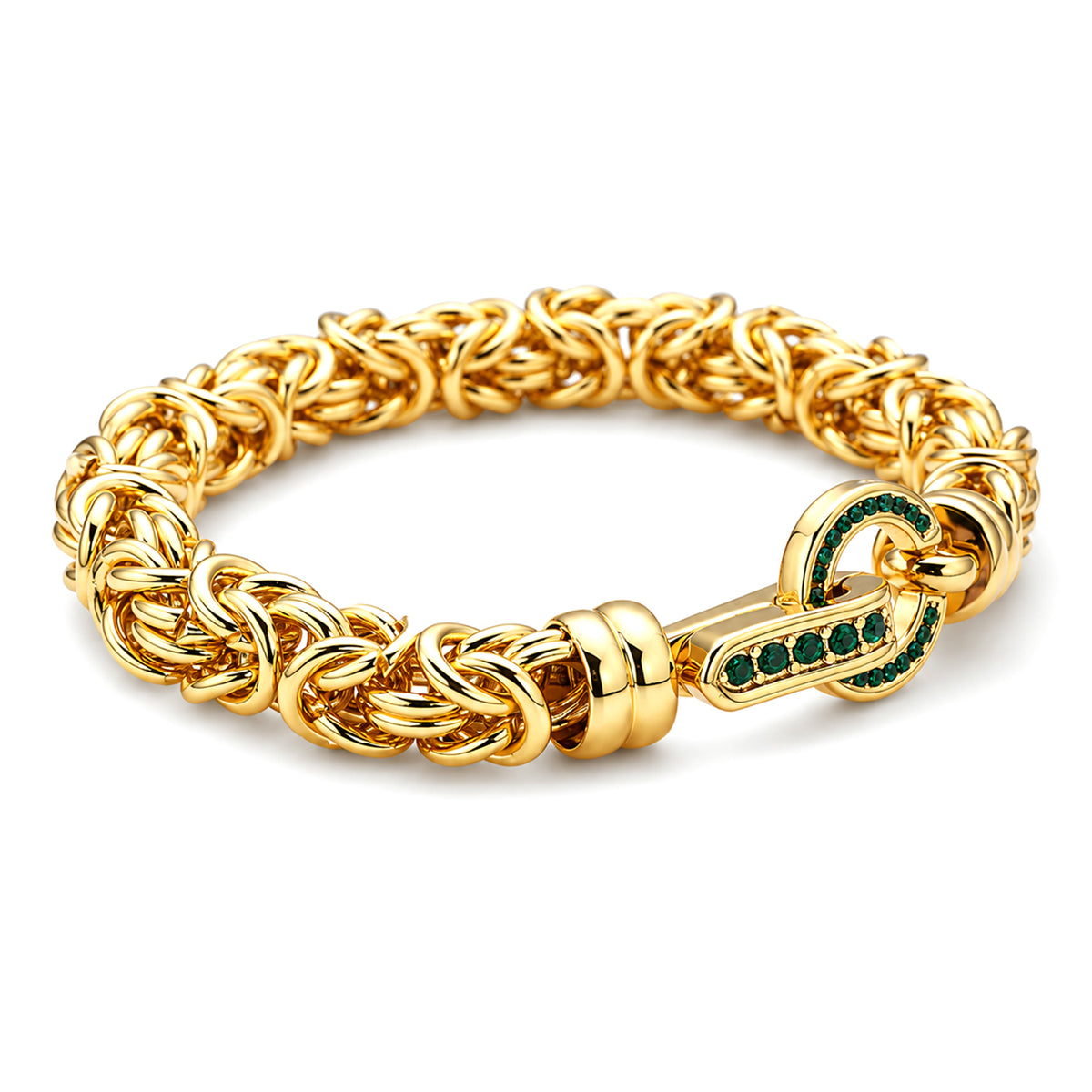 Luxury Hand Made Green Crystal Byzantine Link Bracelet (Size - 7.5) V32519634 5