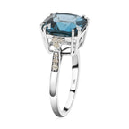 AGI Certified and Appraised 10K White Gold AAA London Blue Topaz and Diamond Ring 7.10 Ct._7128964_3