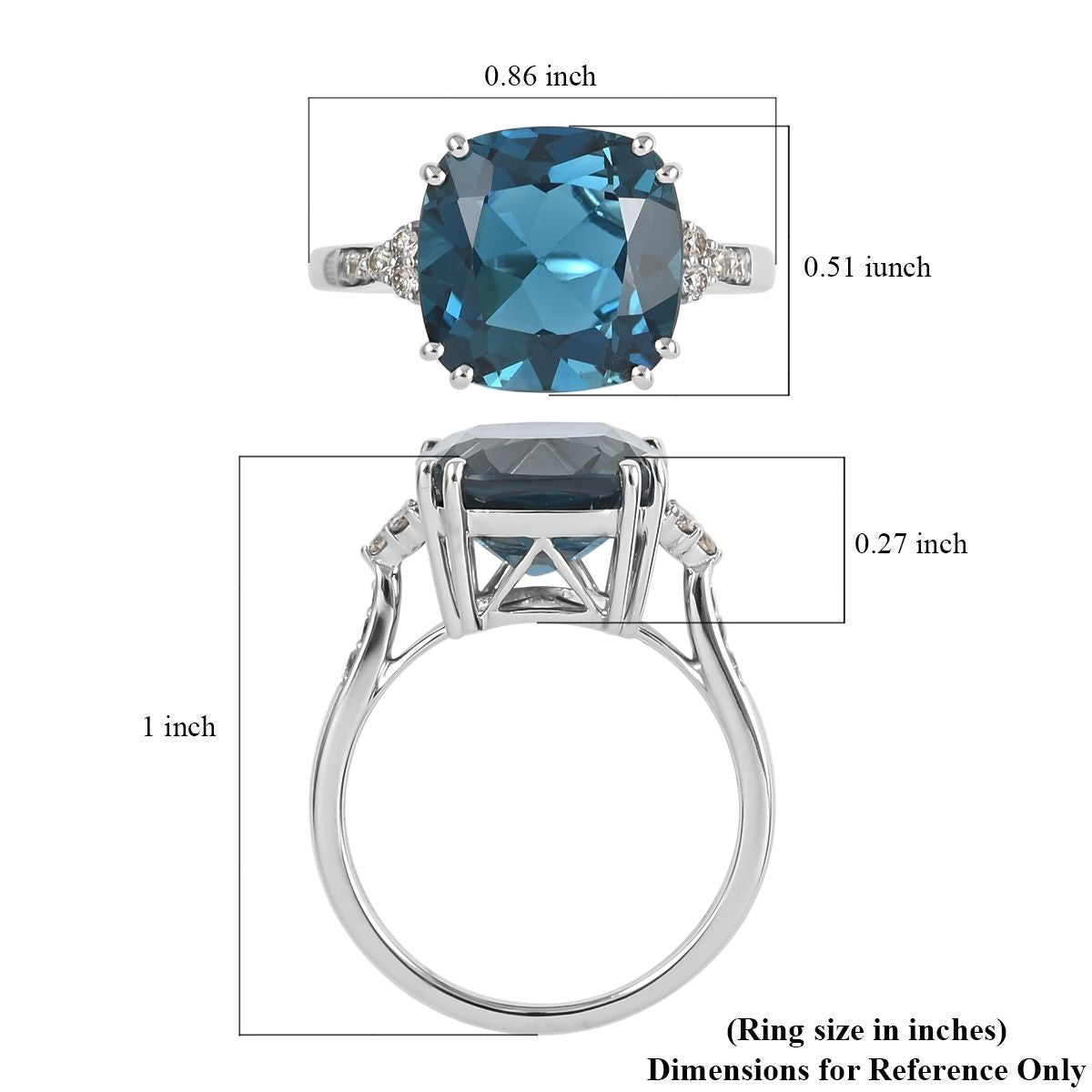 AGI Certified and Appraised 10K White Gold AAA London Blue Topaz and Diamond Ring 7.10 Ct. 7128964 5