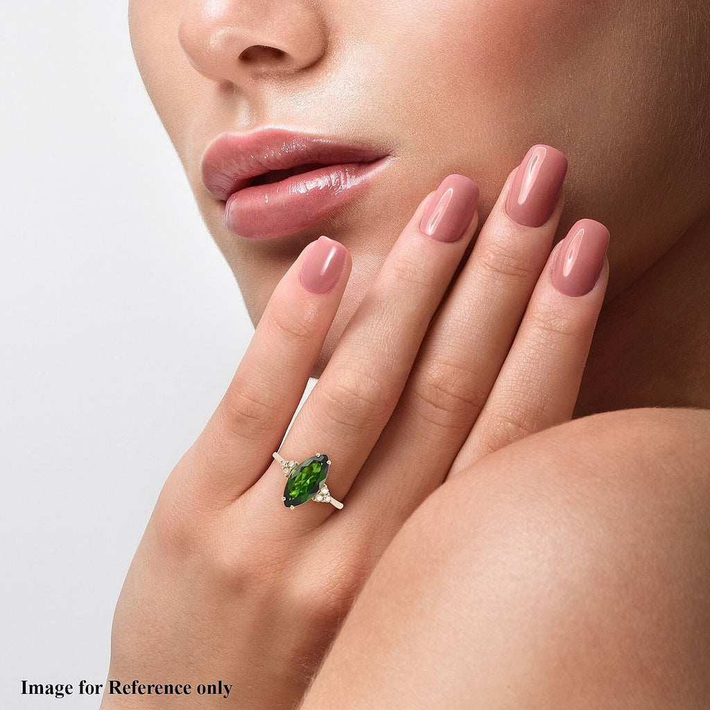 14K Yellow Gold AGI Certified AAA Natural Chrome Diopside and Diamond (I1-G-H) Ring 2.80 Ct.