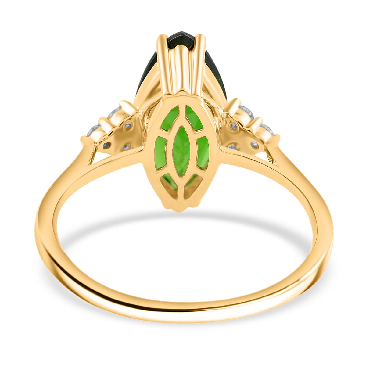 14K Yellow Gold AGI Certified AAA Natural Chrome Diopside and Diamond (I1-G-H) Ring 2.80 Ct. 7129080 3