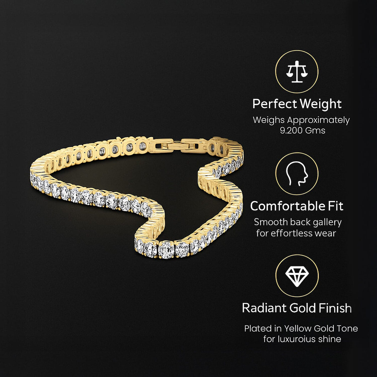 Simulated Diamond Tennis Bracelet (Size - 7.5) in Yellow Gold Tone 7131956 2