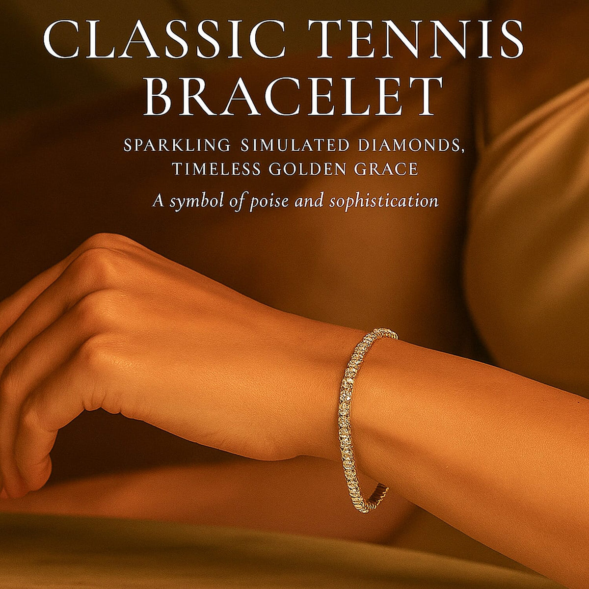 Simulated Diamond Tennis Bracelet (Size - 7.5) in Yellow Gold Tone 7131956 3