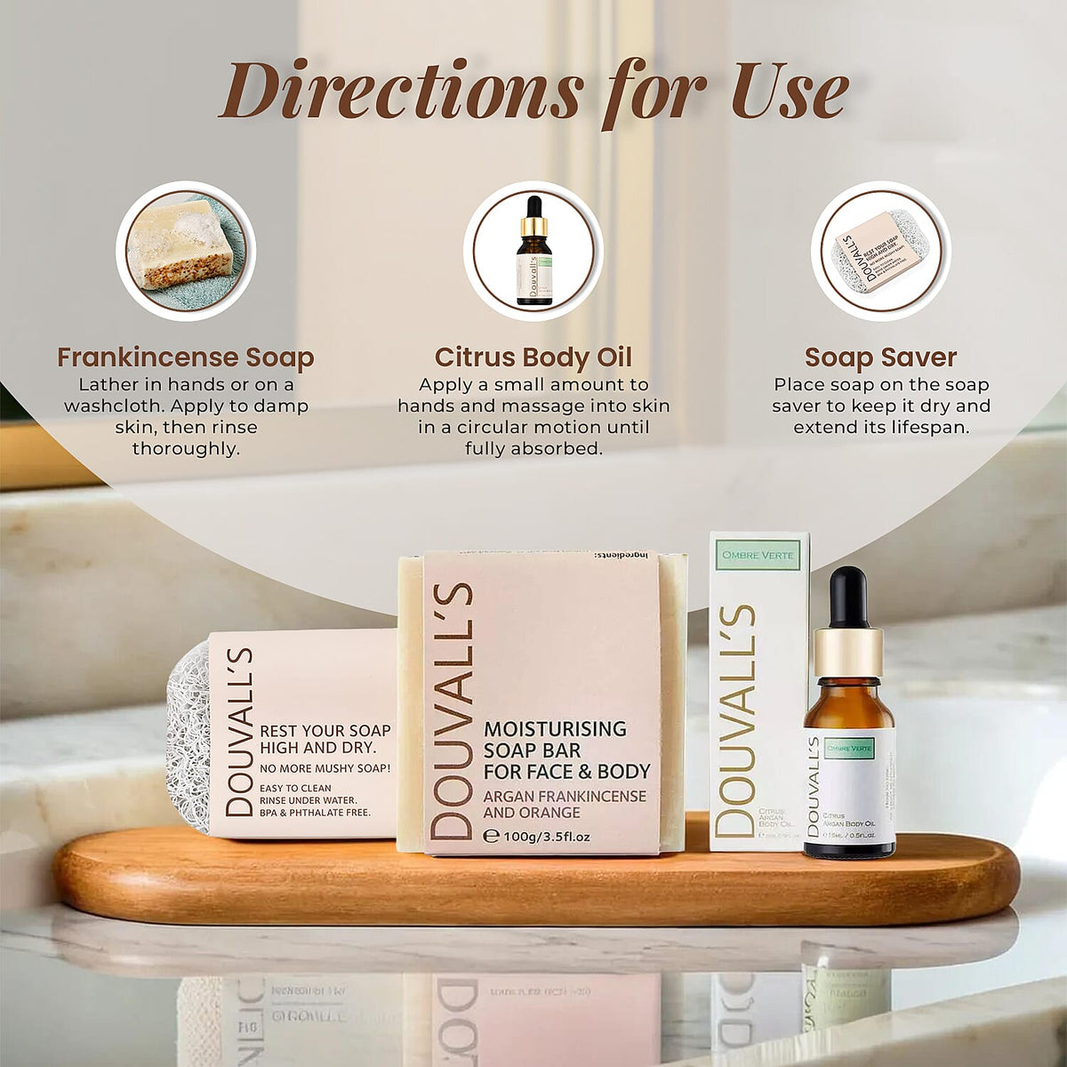 Douvalls: Frankincense Soap, Citrus Scented Body Oil and Soap saver 7132480 3