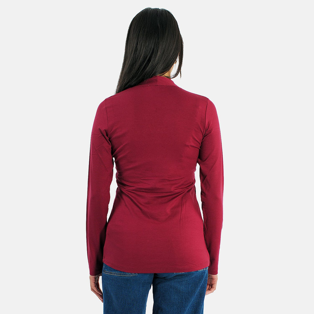 TAMSY Viscose Long Sleeves Wrap Top (Size XXL,24-26) - Cranberry_7132802_1
