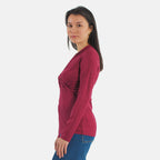 TAMSY Viscose Long Sleeves Wrap Top (Size XXL,24-26) - Cranberry_7132802_2