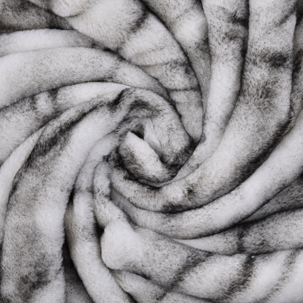 Super Soft Faux Chinchilla Fur Double Layer Blanket with Sherpa Lining (Size 200x150 cm) - White_7133372_5