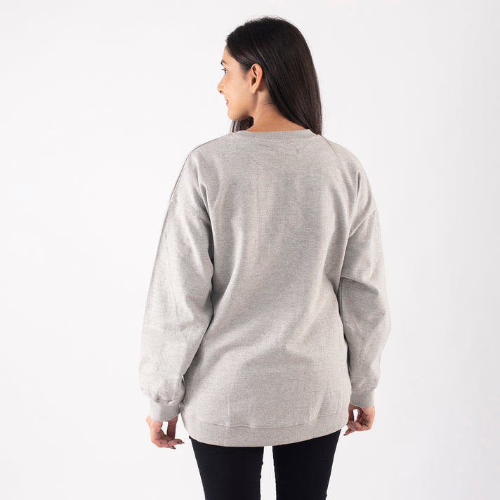 TAMSY Xmas Embroidered Cotton Women's Sweatshirt - Grey 7134485 2