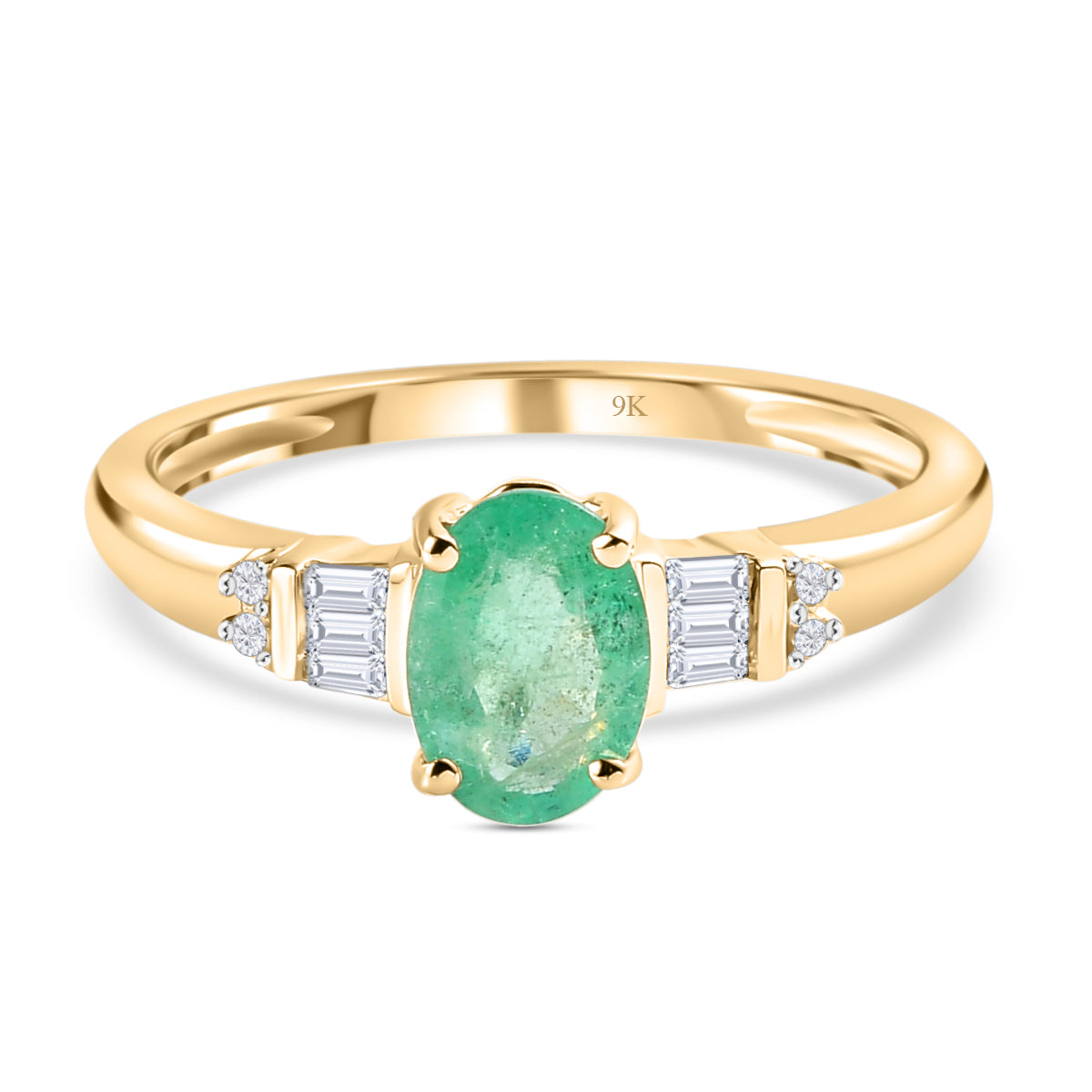 9K Yellow Gold AA Ethiopian Emerald and Diamond Ring 7139492 0
