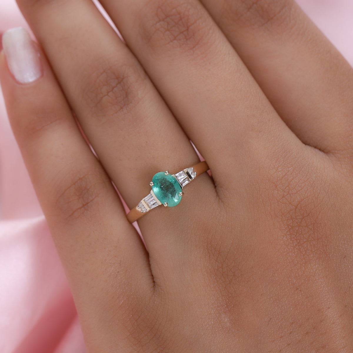 9K Yellow Gold AA Ethiopian Emerald and Diamond Ring 7139492 3