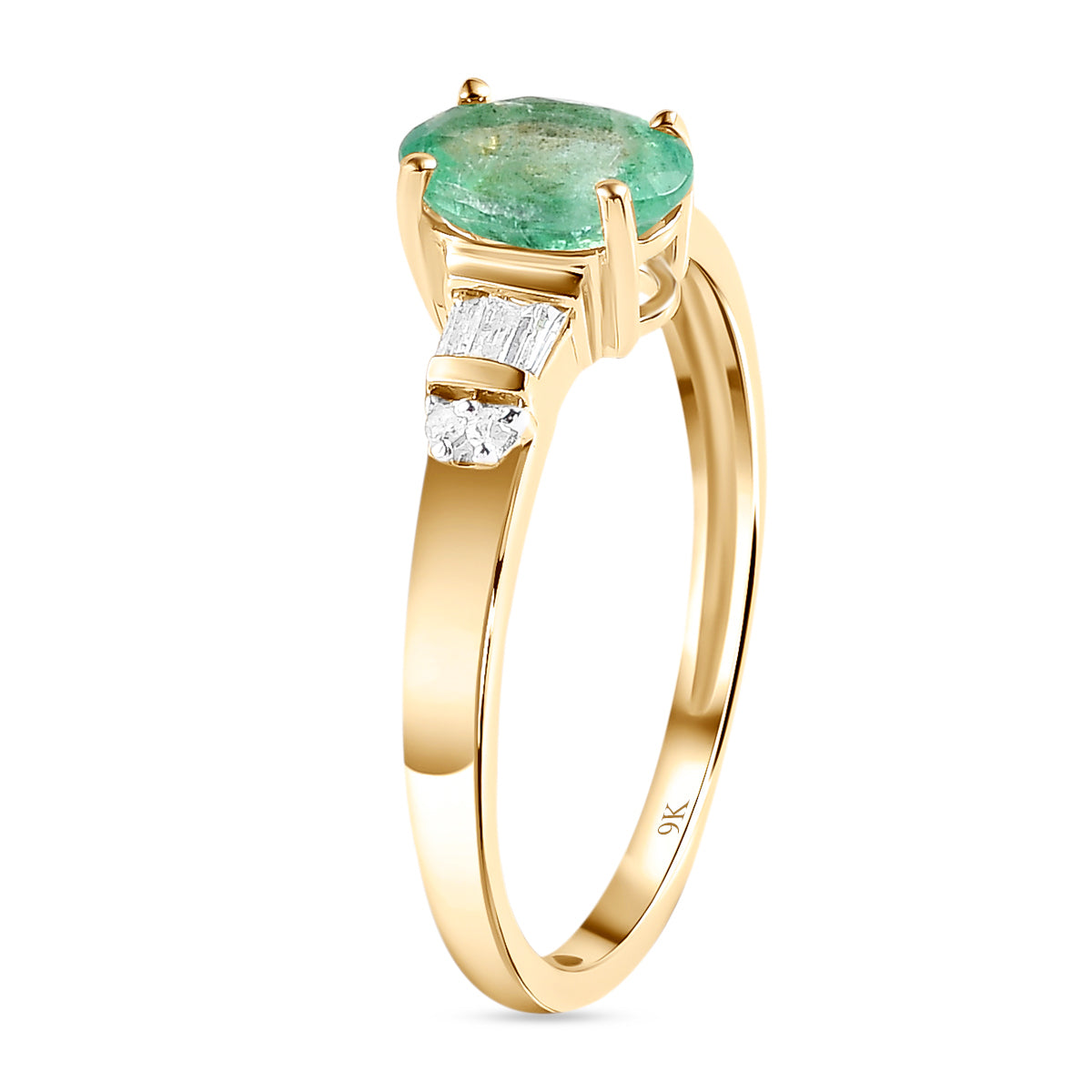9K Yellow Gold AA Ethiopian Emerald and Diamond Ring 7139492 4