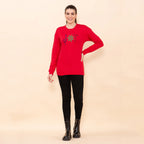 100% Cotton Fleece Knit Sweatshirt (Size L) - Red_7141979