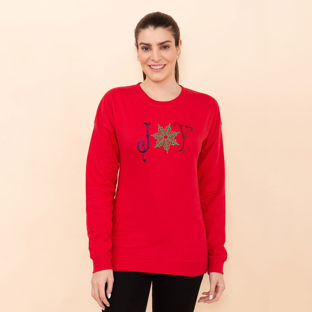 100% Cotton Fleece Knit Sweatshirt (Size L) - Red_7141979_2
