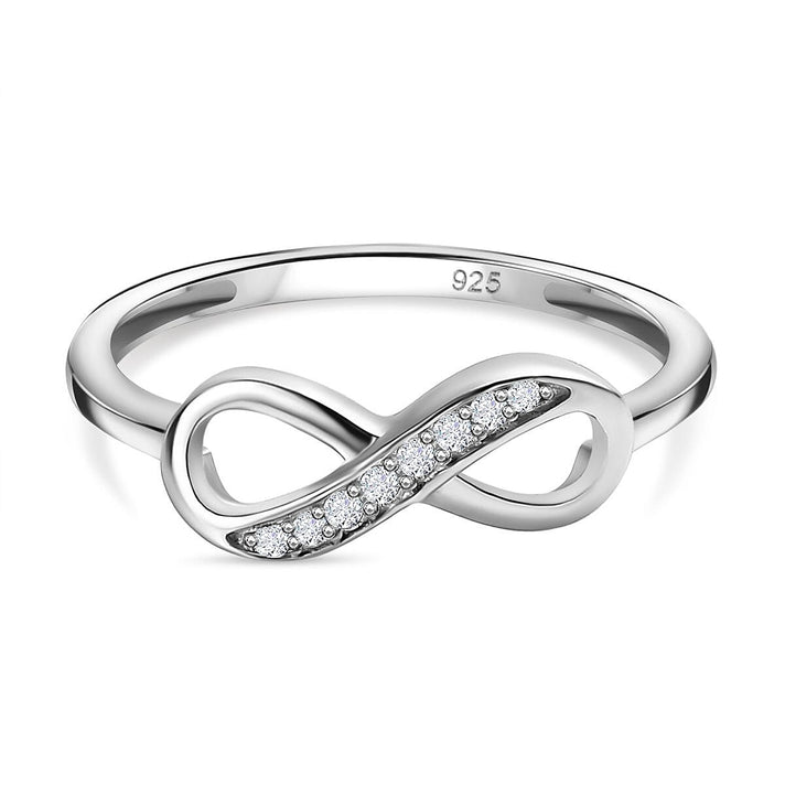 White Cubic Zirconia Infinity Ring in Sterling Silver with Platinum Plating 7153394 1