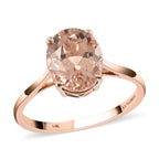 LUXORO - Certified and Appraised 14K Rose Gold AAA Solitaire Morganite Ring 3.35 Ct_7158714