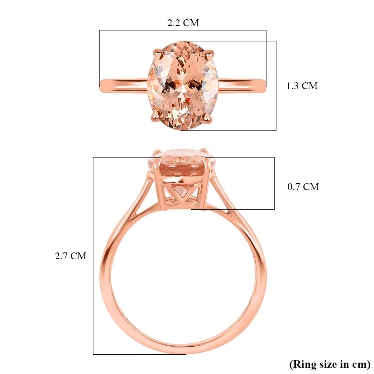 LUXORO - Certified and Appraised 14K Rose Gold AAA Solitaire Morganite Ring 3.35 Ct 7158714 6