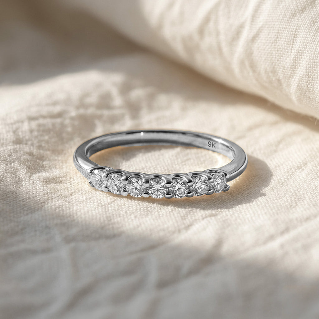9K White Gold Moissanite Half Eternity Ring_7159079_1