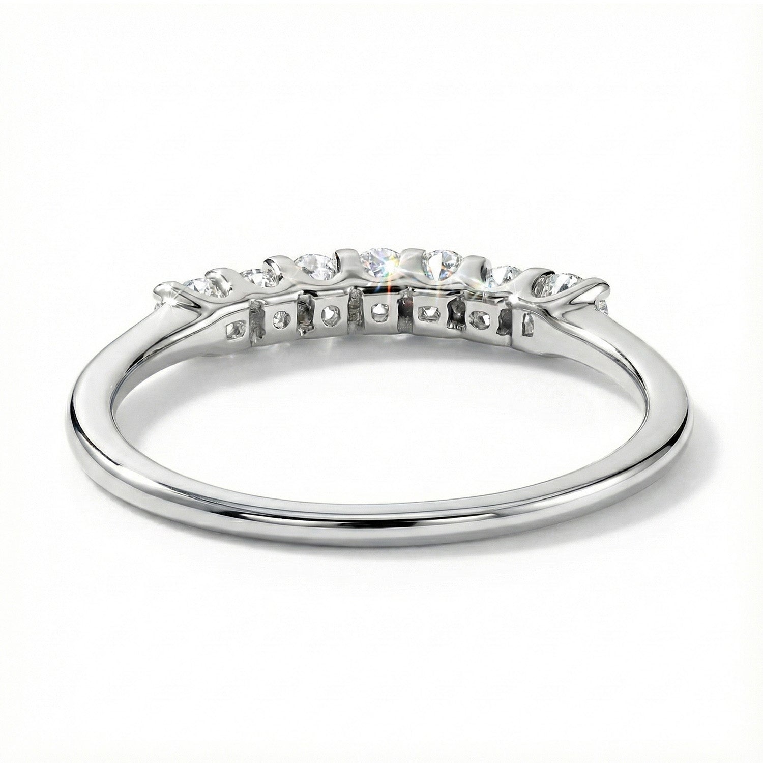 Moissanite 7 Stone Wedding Band Ring in 9K White Gold V32526795 6