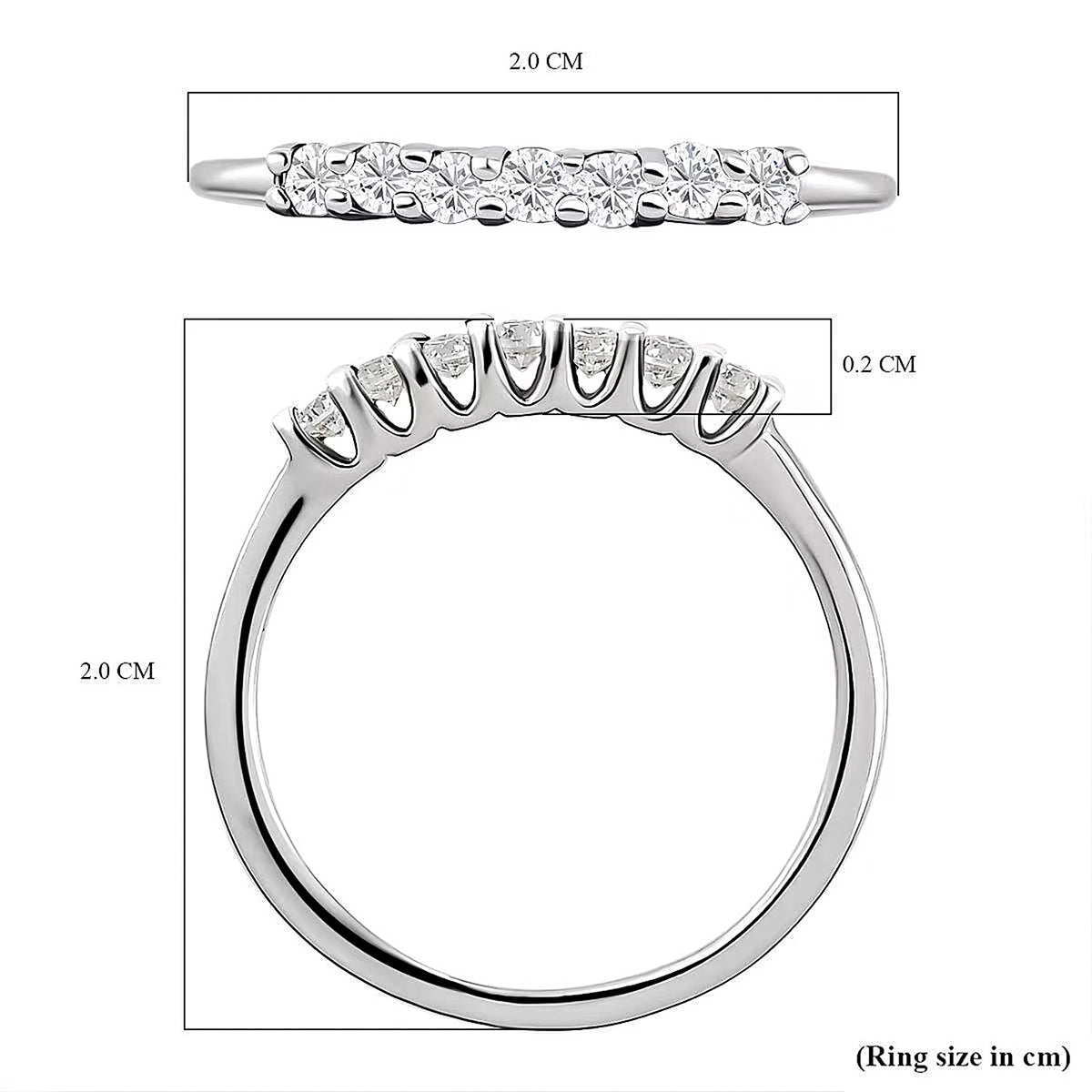 Moissanite 7 Stone Wedding Band Ring in 9K White Gold V32526795 7