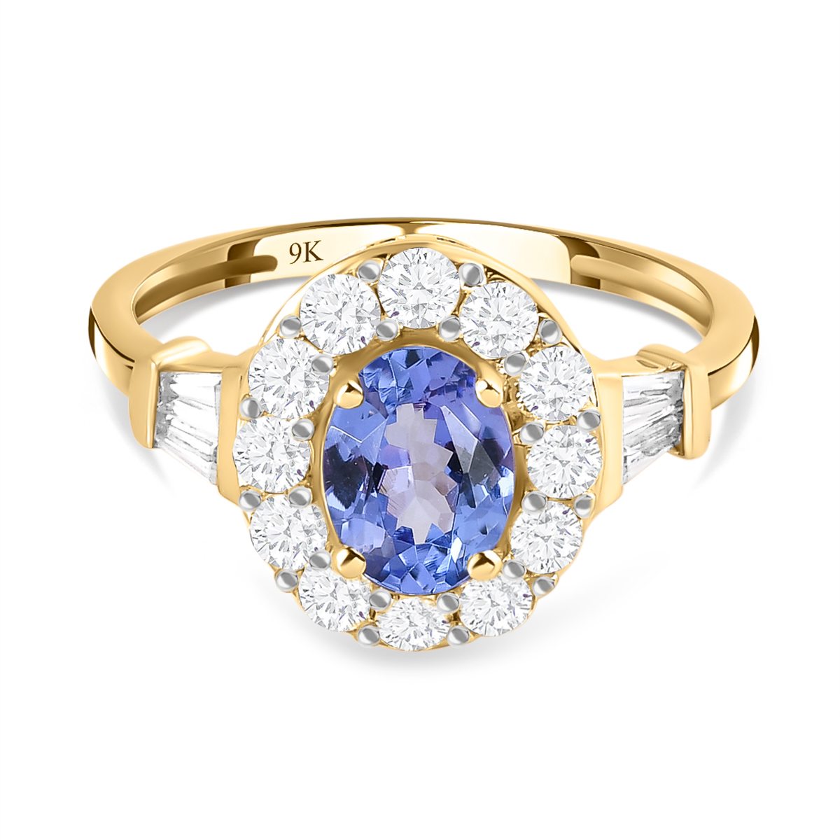 9K Yellow Gold 2.01 Ct. Tanzanite Ring with Natural Cambodian Zircon 7159737 7