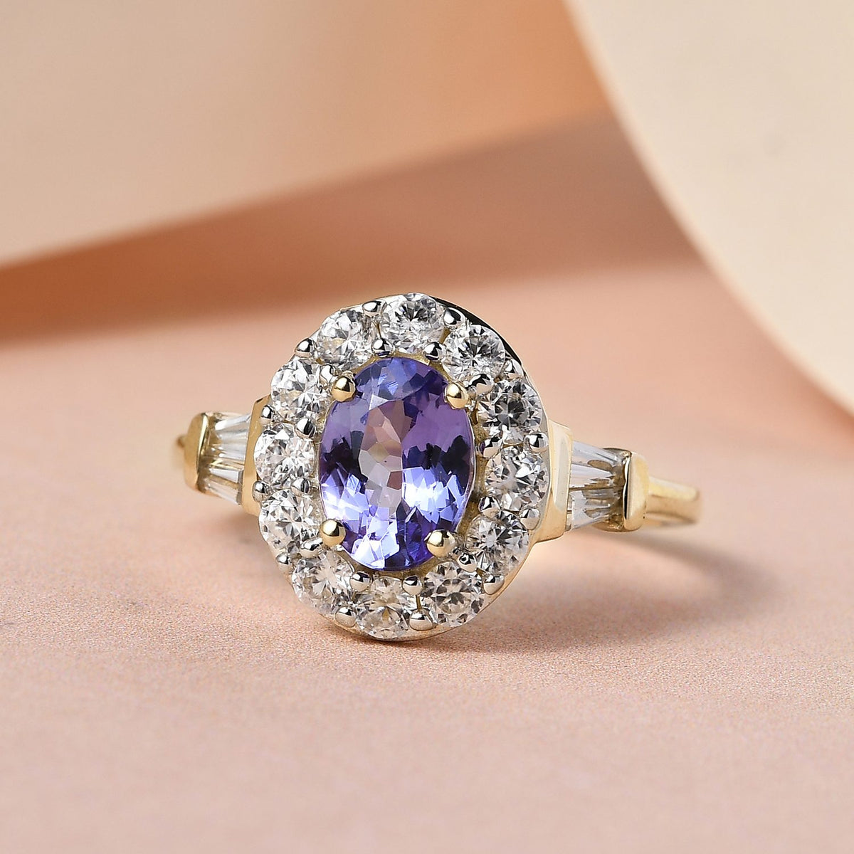 9K Yellow Gold 2.01 Ct. Tanzanite Ring with Natural Cambodian Zircon 7159737 8