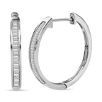 9K White Gold SGL Certified Diamond (I3/G-H) Hoop Earrings (with Clasp) 0.50 Ct_7167545