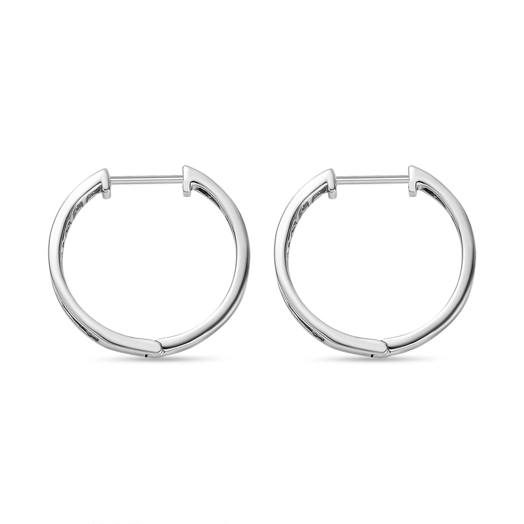 9K White Gold SGL Certified Diamond (I3/G-H) Hoop Earrings (with Clasp) 0.50 Ct_7167545_3