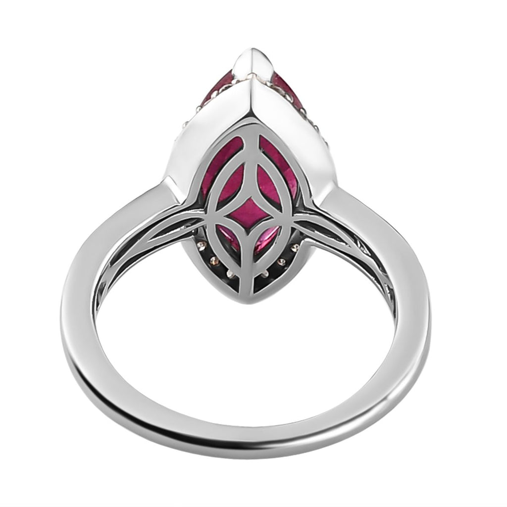 D'Joy - African Ruby (FF) & Moissanite Halo Ring in Platinum Overlay Sterling Silver 4.16 Ct._7168389_4