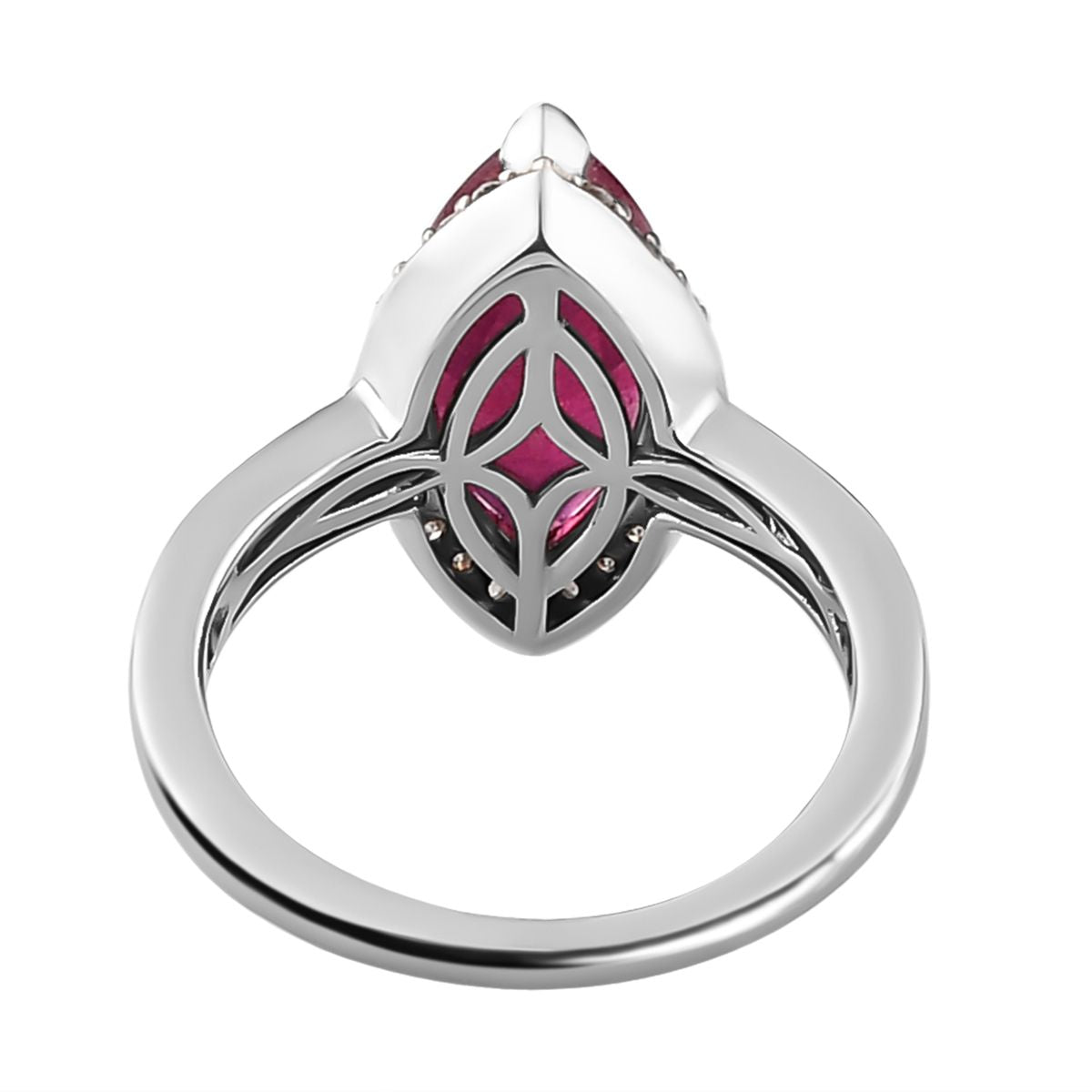 Natural African Ruby and Moissanite Halo Ring in Platinum Overlay Sterling Silver 4.14 Ct 7168389 5