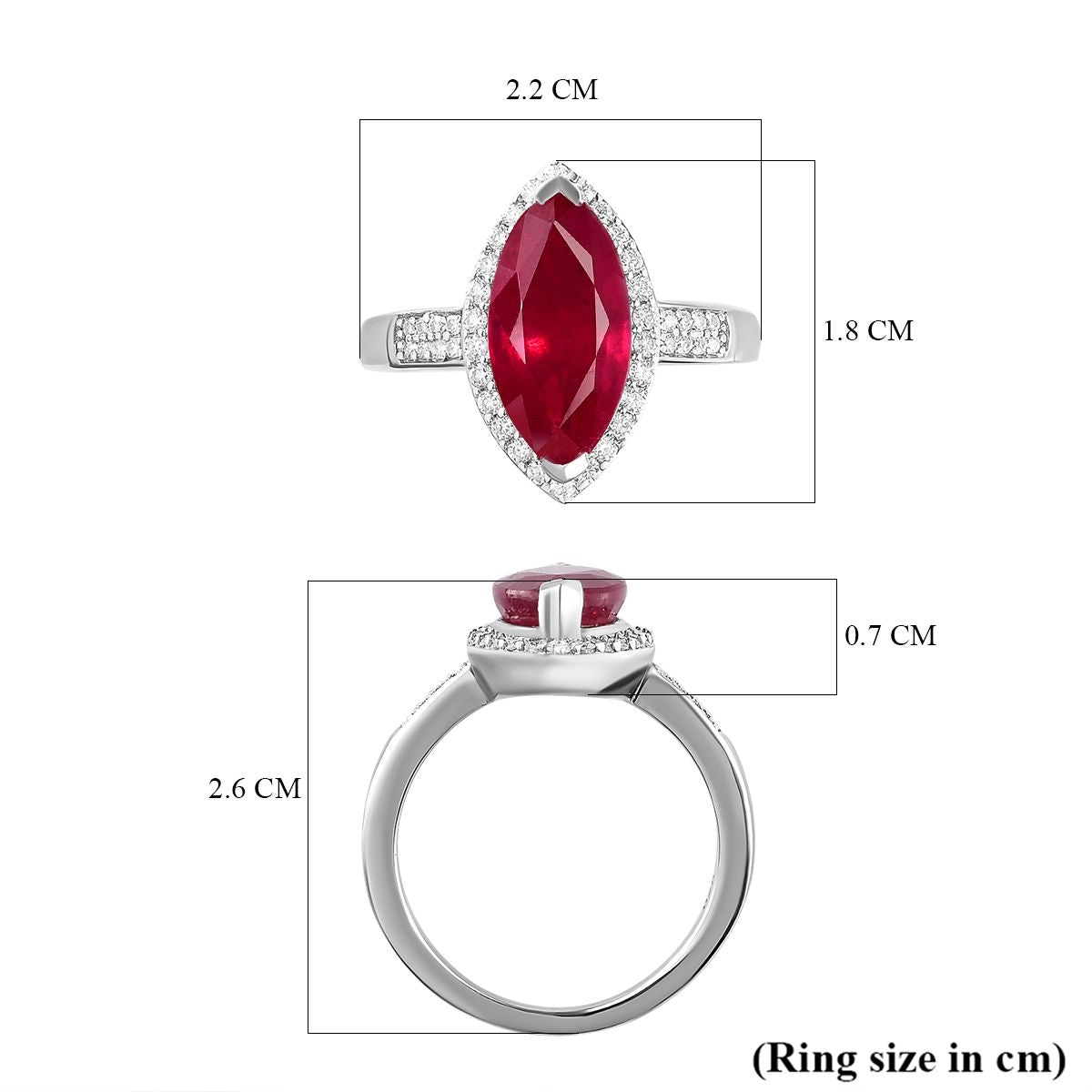 Natural African Ruby and Moissanite Halo Ring in Platinum Overlay Sterling Silver 4.14 Ct 7168389 6