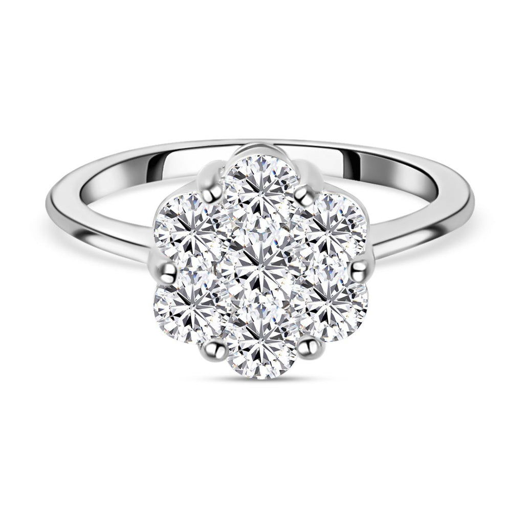 Royal Bali Collection - D'Joy Moissanite Pressure Set Ring in Platinum Overlay Sterling Silver 1.15 Ct._7168690