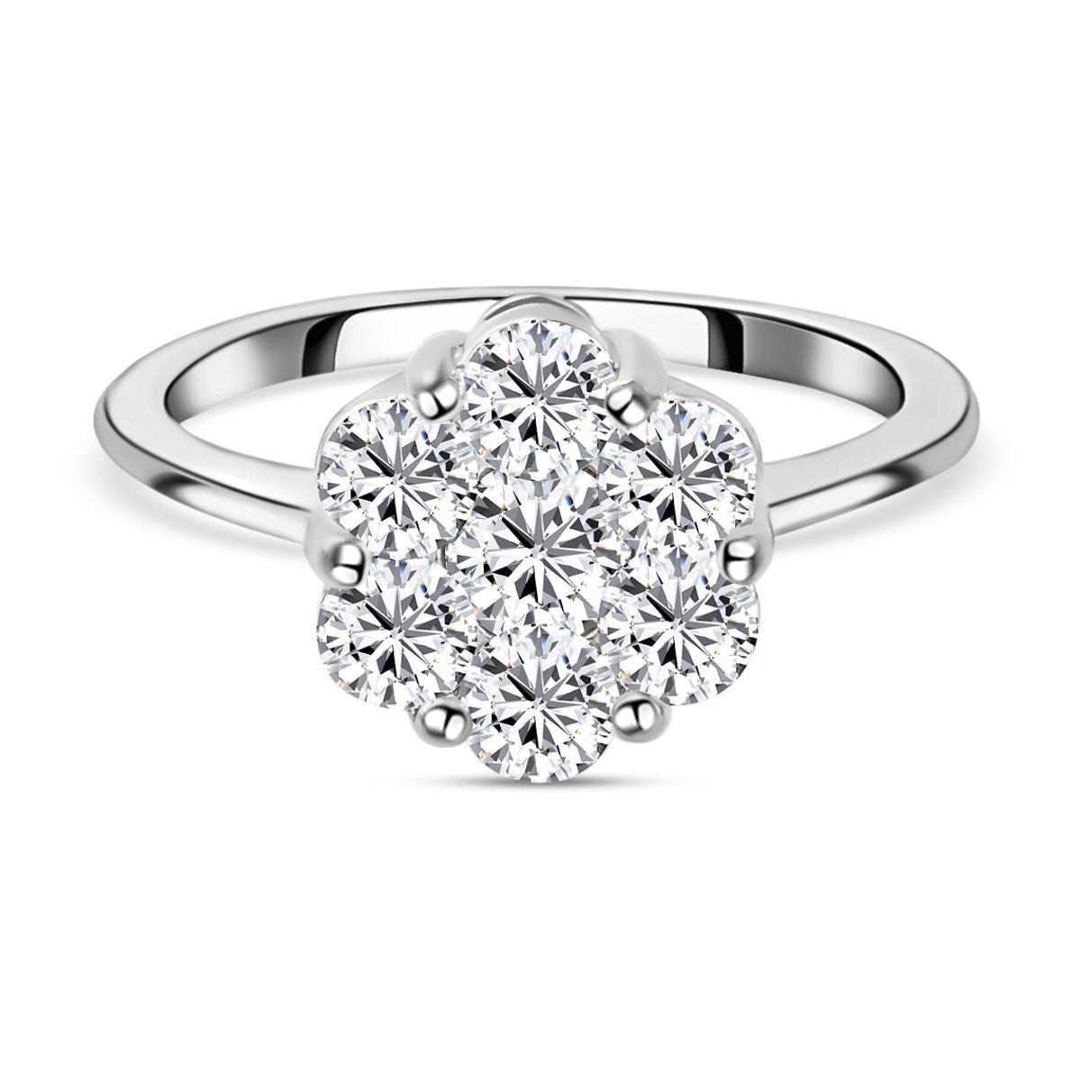 Moissanite Pressure Set Ring in Sterling Silver with Platinum Plating 7168690 0