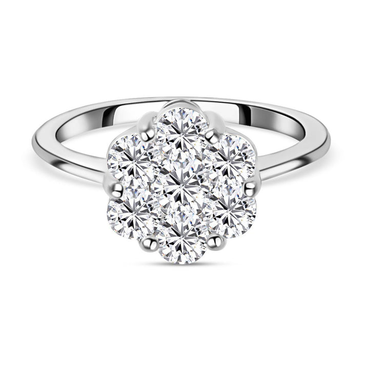 Moissanite Pressure Set Ring in Sterling Silver with Platinum Plating 7168690 1