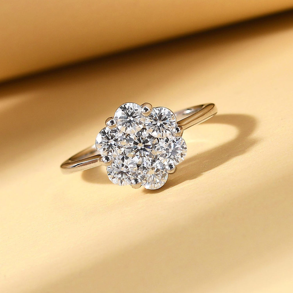 Royal Bali Collection - D'Joy Moissanite Pressure Set Ring in Platinum Overlay Sterling Silver 1.15 Ct._7168690_1