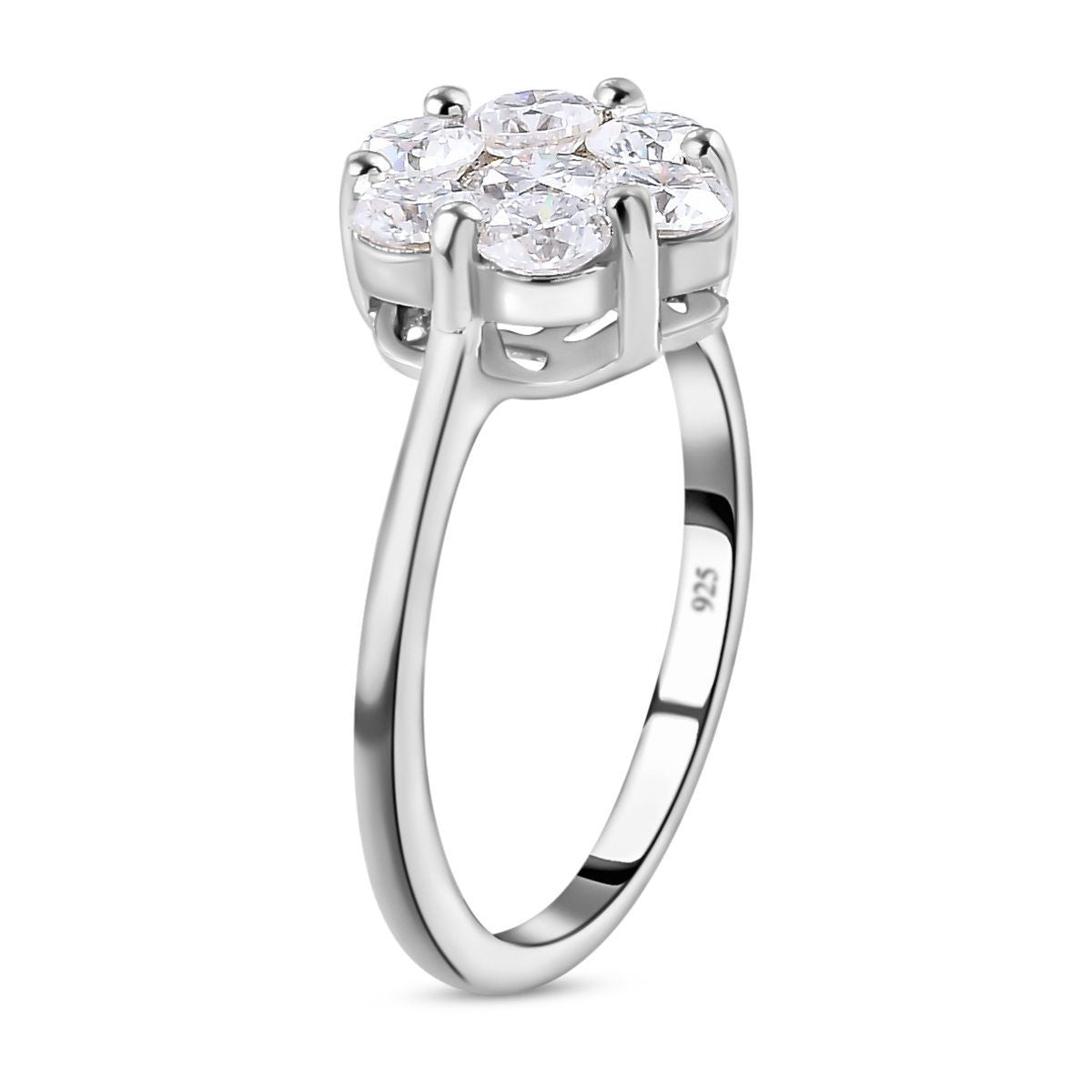 Moissanite Pressure Set Ring in Sterling Silver with Platinum Plating 7168690 4