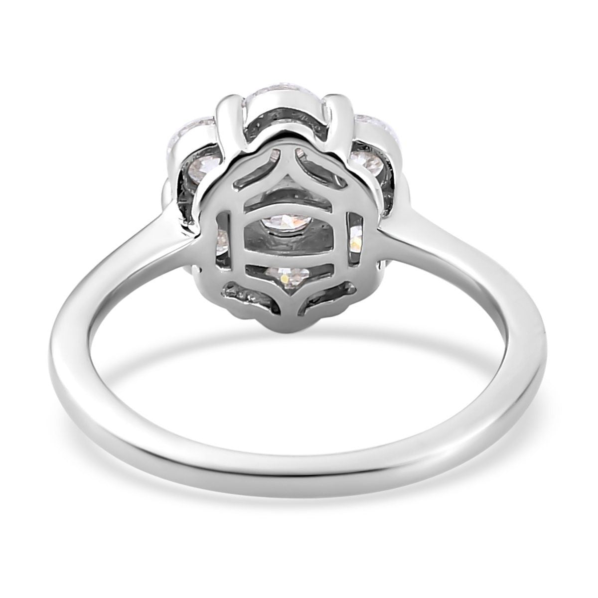 Moissanite Pressure Set Ring in Sterling Silver with Platinum Plating 7168690 5