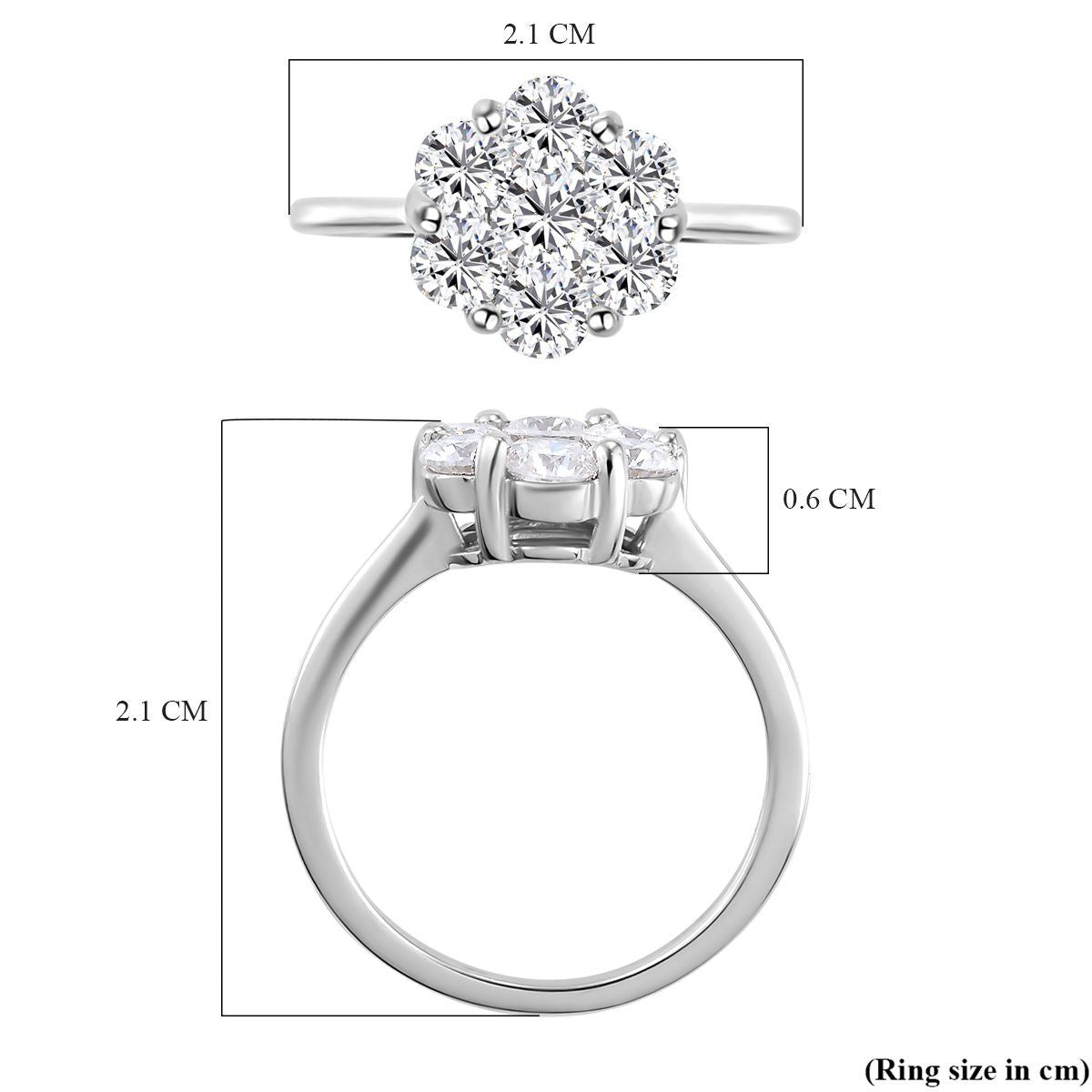 Moissanite Pressure Set Ring in Sterling Silver with Platinum Plating 7168690 6